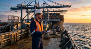 Gemide çalışmak için gerekli belgeler ve gemi adamı cüzdanı sahibi denizci.