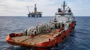 AHTS nedir sorusunu öğrenen denizcilik öğrencileri offshore destek gemisinde çapa elleçleme, vinç ve platform operasyonu sürecini inceliyor.